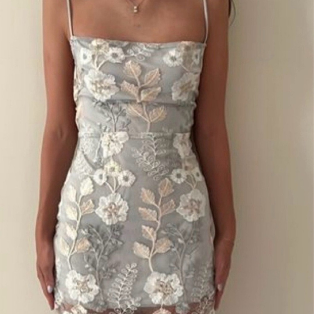 Lucy in the Sky Gray Floral Mini Dress